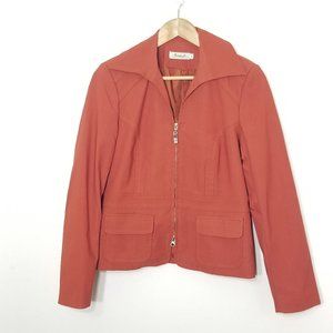 Jessica | Orange Vintage Double Zip Blazer Y2K Jacket Pockets Lined Retro Size 4